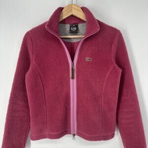 NAPAPIJRI Y2k Vintage Parkside Full Zip Teddy Jacket Fleece Sherpa Logo Pink